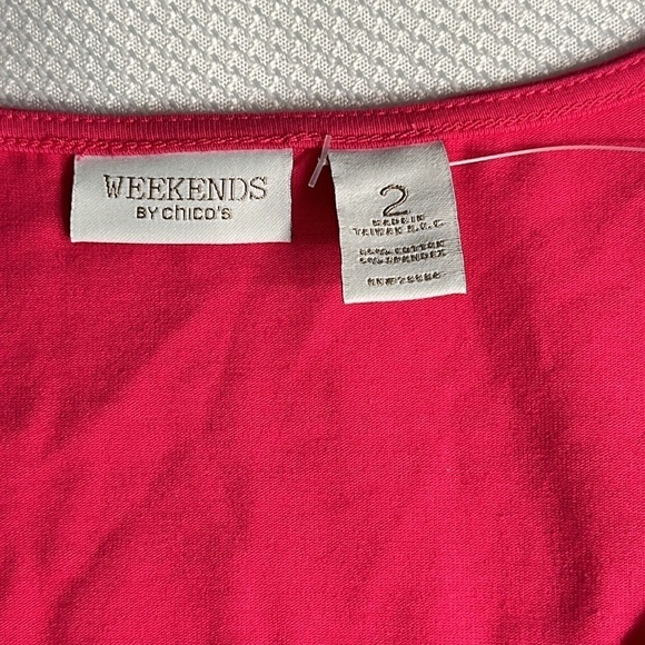 ~3 for $20~ Weekends by Chico’s hot pink metal stud tank top - Picture 3 of 4